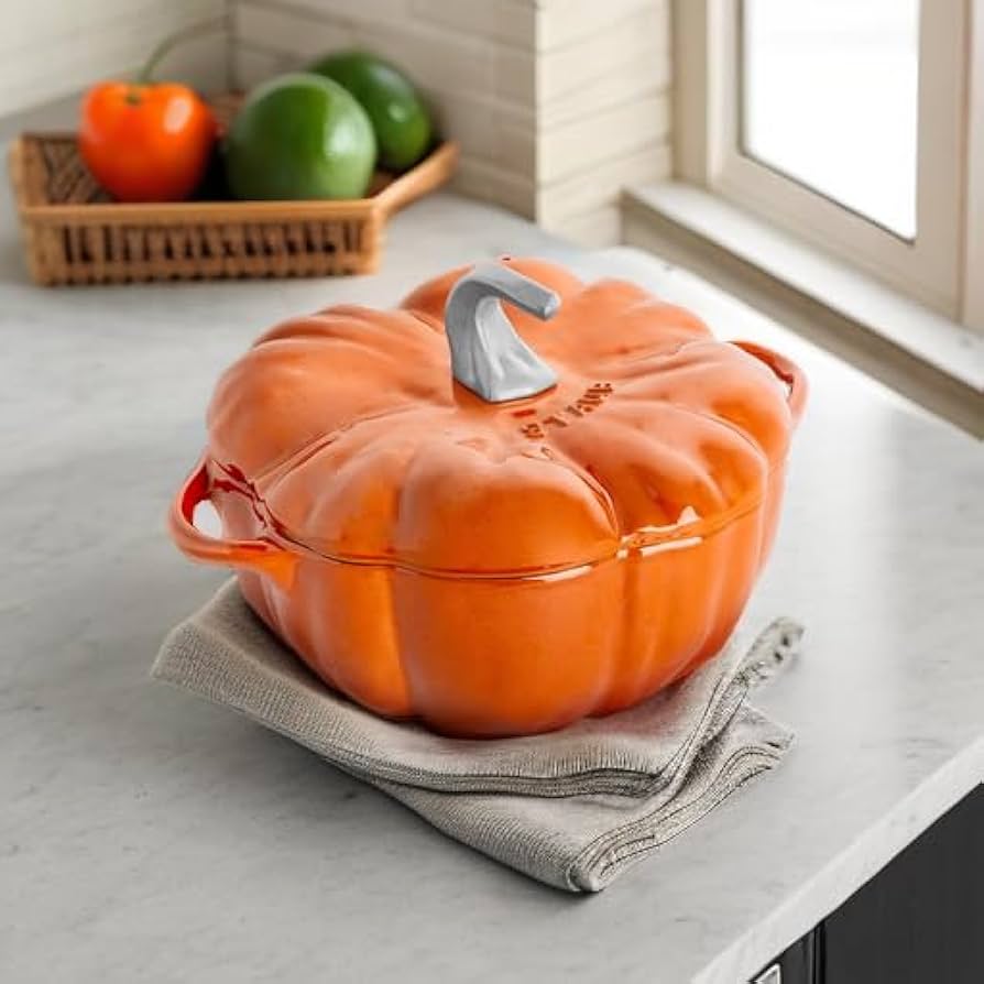 【美品】ストウブ　パンプキンココット　オレンジ系　約24㎝　STAUB 希少⭐︎ストウブ staub ココット パンプキン オレンジ 24cm